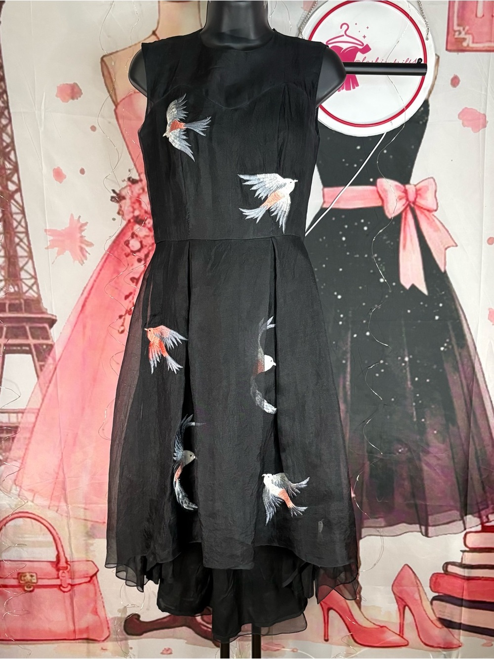 AGAATI Whispering Wings Silk Organza Embroidered Gown dress Sz SX price $625 - Picture 2 of 15
